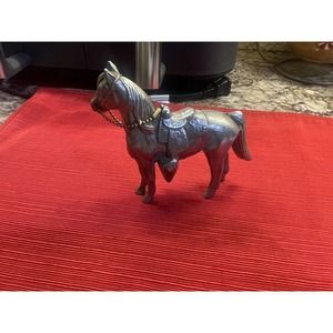 Vtg Pot Metal Horse Figurine Silver Color Carnival Prize USA 4.5"L‎